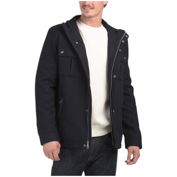 COLE HAAN SIGNATURE Wool Blend Melton Trucker Jacket - Picture 1 of 2